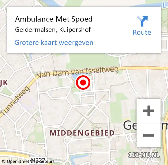 Locatie op kaart van de 112 melding: Ambulance Met Spoed Naar Geldermalsen, Kuipershof op 10 januari 2018 07:59