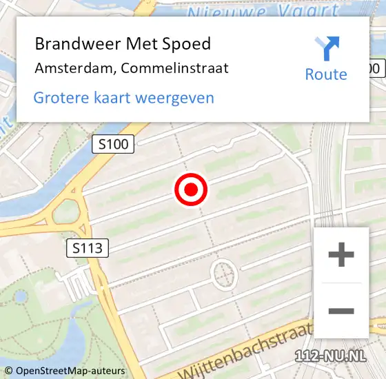 Locatie op kaart van de 112 melding: Brandweer Met Spoed Naar Amsterdam, Commelinstraat op 10 januari 2018 09:44