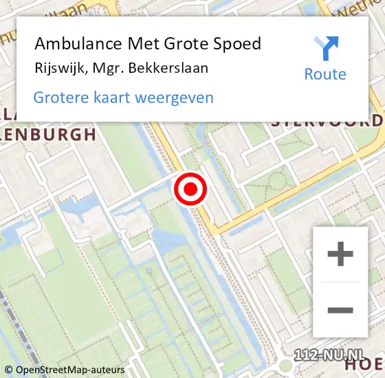 Locatie op kaart van de 112 melding: Ambulance Met Grote Spoed Naar Rijswijk, Mgr. Bekkerslaan op 10 januari 2018 09:51