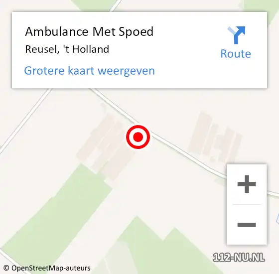 Locatie op kaart van de 112 melding: Ambulance Met Spoed Naar Reusel, 't Holland op 10 januari 2018 10:32