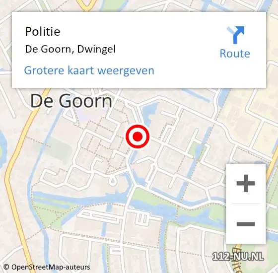 Locatie op kaart van de 112 melding: Politie De Goorn, Dwingel op 10 januari 2018 12:14