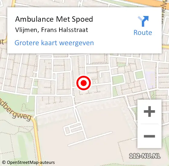 Locatie op kaart van de 112 melding: Ambulance Met Spoed Naar Vlijmen, Frans Halsstraat op 10 januari 2018 13:58