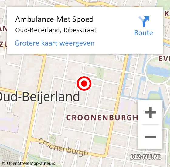Locatie op kaart van de 112 melding: Ambulance Met Spoed Naar Oud-Beijerland, Ribesstraat op 10 januari 2018 13:59