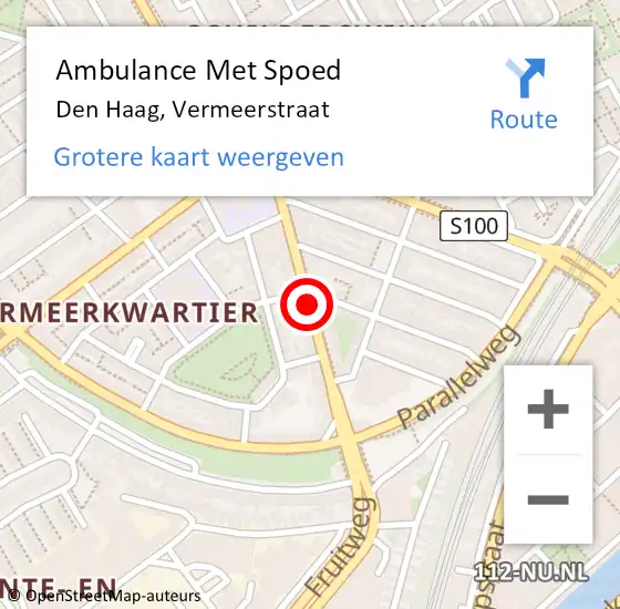 Locatie op kaart van de 112 melding: Ambulance Met Spoed Naar Den Haag, Vermeerstraat op 10 januari 2018 15:19