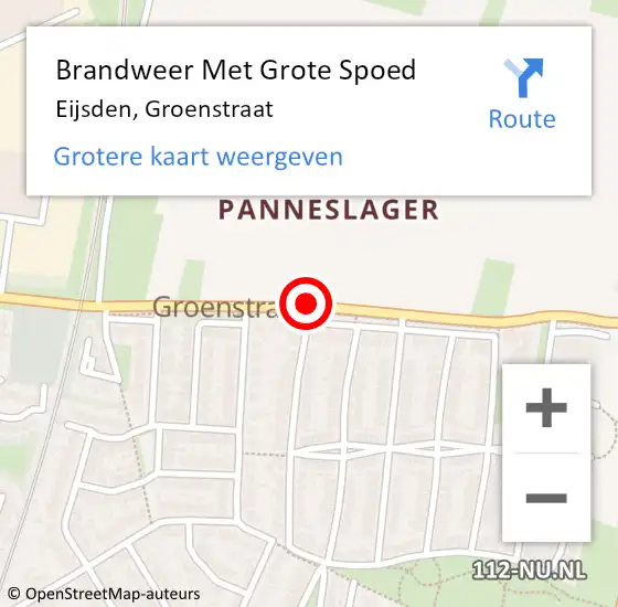 Locatie op kaart van de 112 melding: Brandweer Met Grote Spoed Naar Eijsden, Groenstraat op 10 januari 2018 16:20