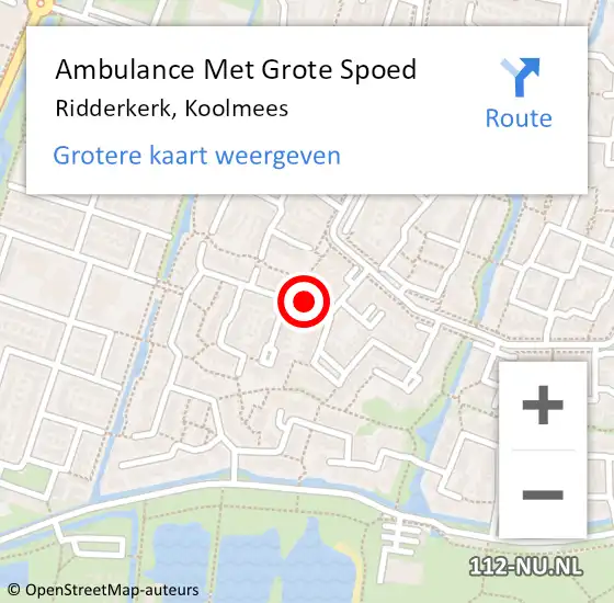Locatie op kaart van de 112 melding: Ambulance Met Grote Spoed Naar Ridderkerk, Koolmees op 10 januari 2018 16:33