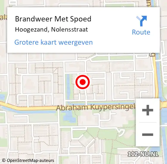 Locatie op kaart van de 112 melding: Brandweer Met Spoed Naar Hoogezand, Nolensstraat op 10 januari 2018 19:17