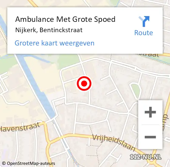Locatie op kaart van de 112 melding: Ambulance Met Grote Spoed Naar Nijkerk, Bentinckstraat op 10 januari 2018 23:01