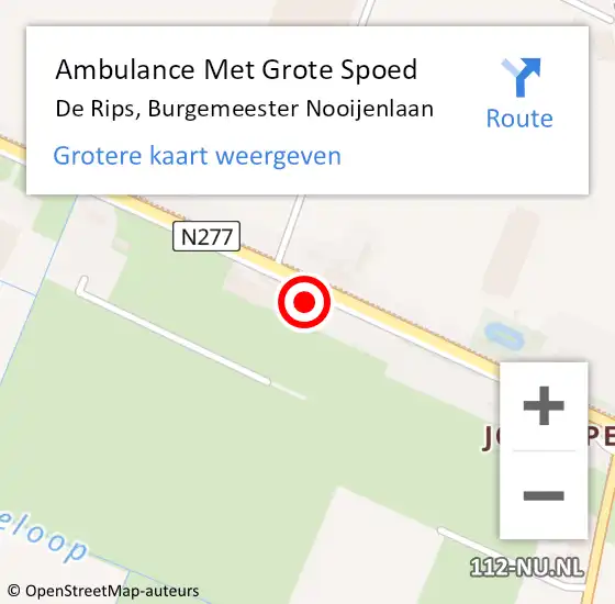 Locatie op kaart van de 112 melding: Ambulance Met Grote Spoed Naar De Rips, Burgemeester Nooijenlaan op 10 januari 2018 23:40