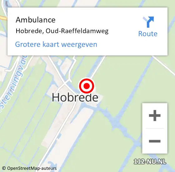 Locatie op kaart van de 112 melding: Ambulance Hobrede, Oud-Raeffeldamweg op 11 januari 2018 10:15