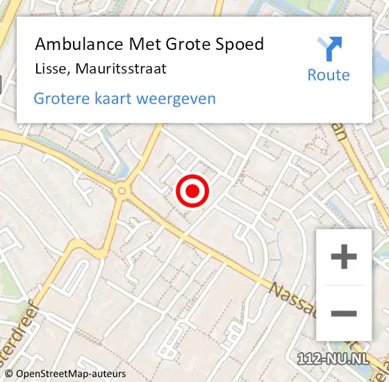 Locatie op kaart van de 112 melding: Ambulance Met Grote Spoed Naar Lisse, Mauritsstraat op 22 september 2013 10:13