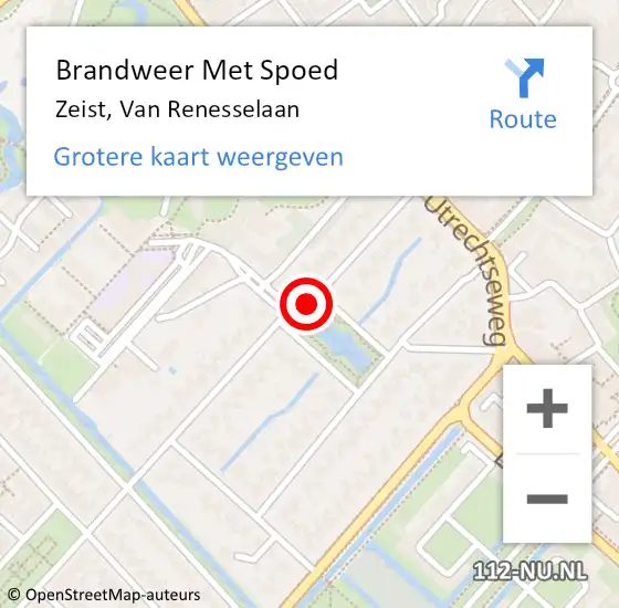 Locatie op kaart van de 112 melding: Brandweer Met Spoed Naar Zeist, Van Renesselaan op 11 januari 2018 12:38