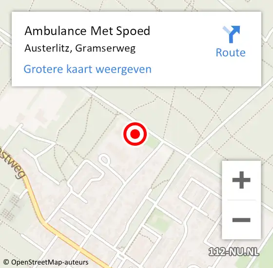 Locatie op kaart van de 112 melding: Ambulance Met Spoed Naar Austerlitz, Gramserweg op 11 januari 2018 17:43
