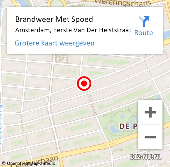 Locatie op kaart van de 112 melding: Brandweer Met Spoed Naar Amsterdam, Gerard Doustraat op 11 januari 2018 18:01