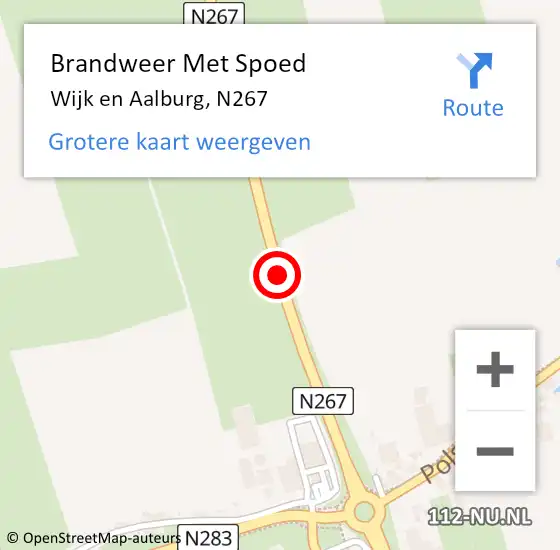 Locatie op kaart van de 112 melding: Brandweer Met Spoed Naar Wijk en Aalburg, N267 op 11 januari 2018 18:10