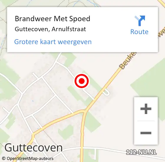 Locatie op kaart van de 112 melding: Brandweer Met Spoed Naar Guttecoven, Arnulfstraat op 11 januari 2018 18:20