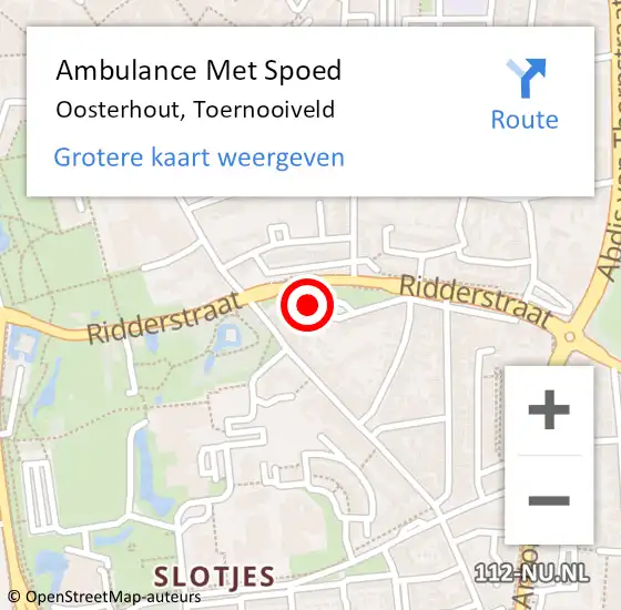 Locatie op kaart van de 112 melding: Ambulance Met Spoed Naar Oosterhout, Toernooiveld op 11 januari 2018 19:48