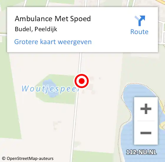 Locatie op kaart van de 112 melding: Ambulance Met Spoed Naar Budel, Peeldijk op 11 januari 2018 21:30