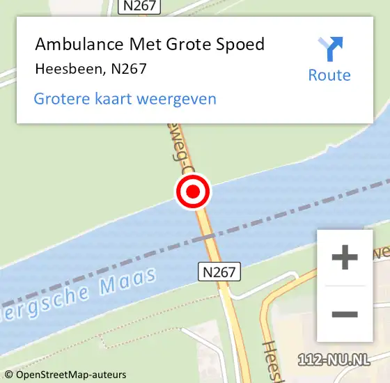 Locatie op kaart van de 112 melding: Ambulance Met Grote Spoed Naar Heesbeen, N267 op 12 januari 2018 08:02