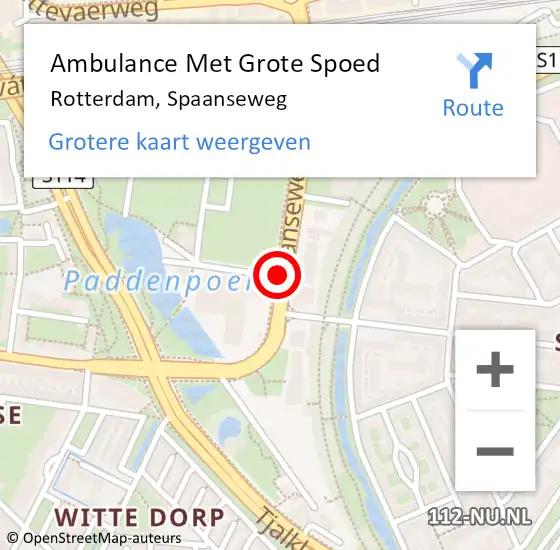 Locatie op kaart van de 112 melding: Ambulance Met Grote Spoed Naar Rotterdam, Spaanseweg op 12 januari 2018 11:56