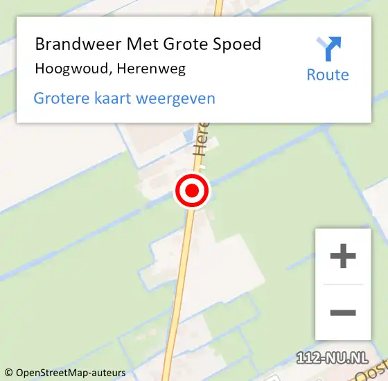Locatie op kaart van de 112 melding: Brandweer Met Grote Spoed Naar Hoogwoud, Herenweg op 12 januari 2018 12:25