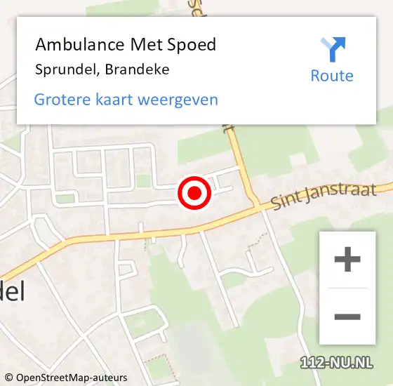 Locatie op kaart van de 112 melding: Ambulance Met Spoed Naar Sprundel, Brandeke op 12 januari 2018 13:40