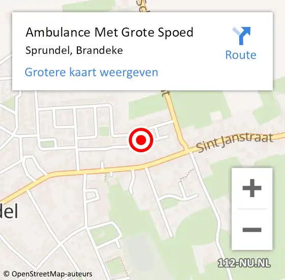 Locatie op kaart van de 112 melding: Ambulance Met Grote Spoed Naar Sprundel, Brandeke op 12 januari 2018 13:42
