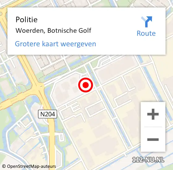 Locatie op kaart van de 112 melding: Politie Woerden, Botnische Golf op 12 januari 2018 14:39