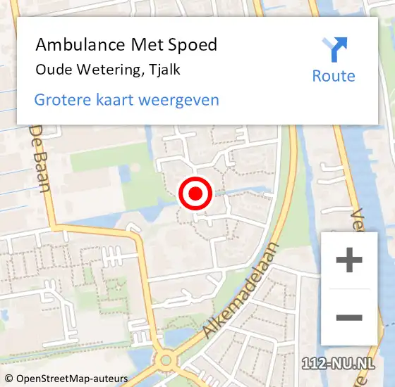 Locatie op kaart van de 112 melding: Ambulance Met Spoed Naar Oude Wetering, Tjalk op 12 januari 2018 14:41