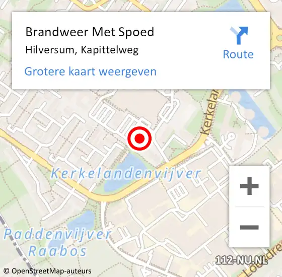 Locatie op kaart van de 112 melding: Brandweer Met Spoed Naar Hilversum, Kapittelweg op 12 januari 2018 17:09