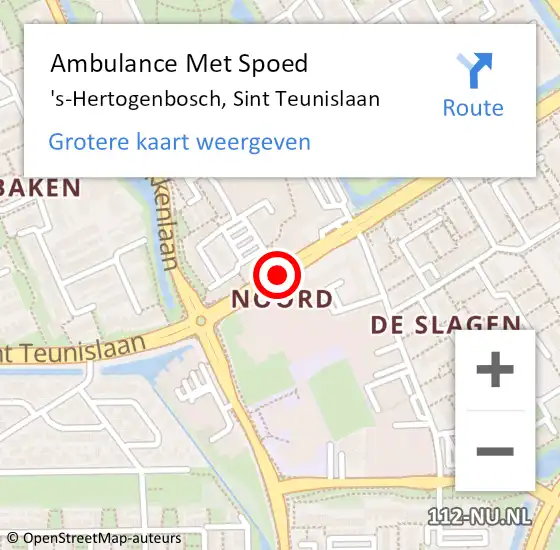Locatie op kaart van de 112 melding: Ambulance Met Spoed Naar 's-Hertogenbosch, Sint Teunislaan op 12 januari 2018 18:07