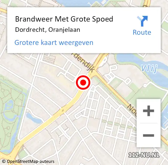 Locatie op kaart van de 112 melding: Brandweer Met Grote Spoed Naar Dordrecht, Oranjelaan op 12 januari 2018 19:50