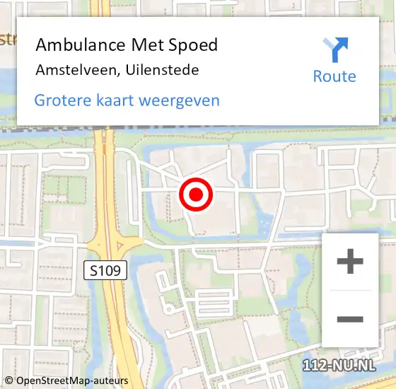 Locatie op kaart van de 112 melding: Ambulance Met Spoed Naar Amstelveen, Uilenstede op 12 januari 2018 20:03