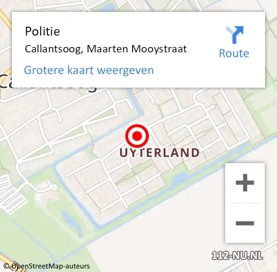 Locatie op kaart van de 112 melding: Politie Callantsoog, Maarten Mooystraat op 12 januari 2018 20:55