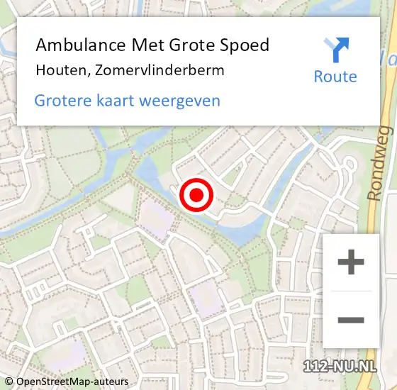 Locatie op kaart van de 112 melding: Ambulance Met Grote Spoed Naar Houten, Zomervlinderberm op 13 januari 2018 00:39