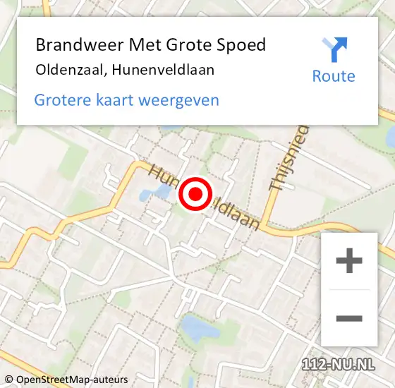 Locatie op kaart van de 112 melding: Brandweer Met Grote Spoed Naar Oldenzaal, Hunenveldlaan op 13 januari 2018 00:47