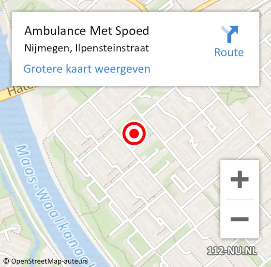 Locatie op kaart van de 112 melding: Ambulance Met Spoed Naar Nijmegen, Ilpensteinstraat op 13 januari 2018 01:33