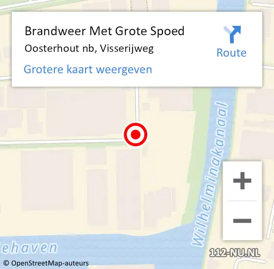 Locatie op kaart van de 112 melding: Brandweer Met Grote Spoed Naar Oosterhout nb, Visserijweg op 13 januari 2018 02:00