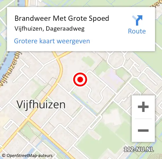 Locatie op kaart van de 112 melding: Brandweer Met Grote Spoed Naar Vijfhuizen, Dageraadweg op 13 januari 2018 02:20