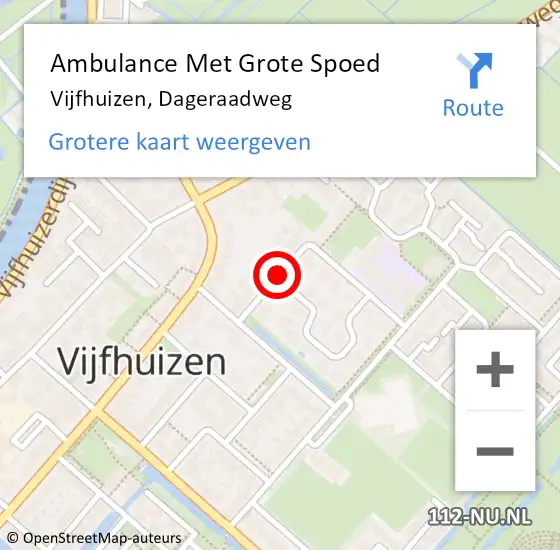 Locatie op kaart van de 112 melding: Ambulance Met Grote Spoed Naar Vijfhuizen, Dageraadweg op 13 januari 2018 02:20