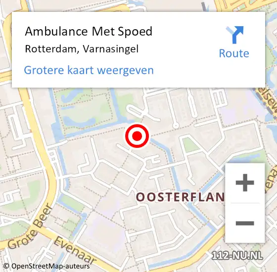 Locatie op kaart van de 112 melding: Ambulance Met Spoed Naar Rotterdam, Varnasingel op 13 januari 2018 02:35