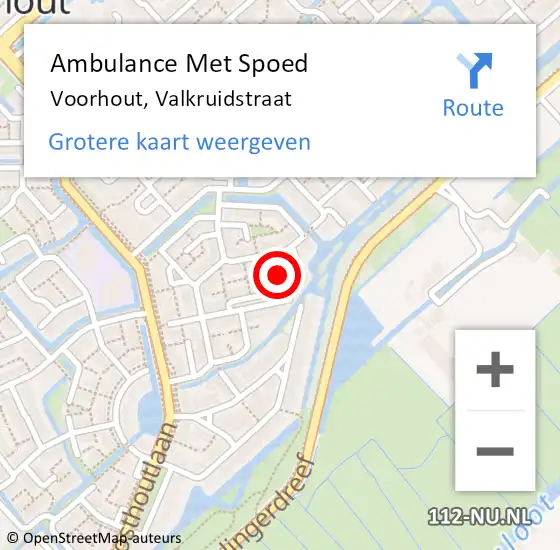 Locatie op kaart van de 112 melding: Ambulance Met Spoed Naar Voorhout, Valkruidstraat op 13 januari 2018 02:51
