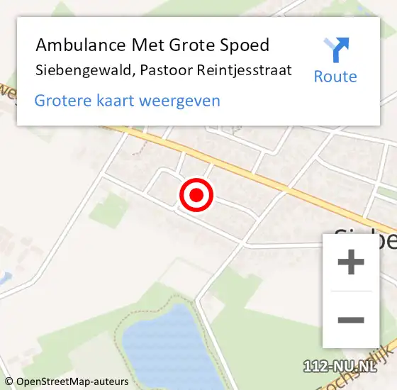 Locatie op kaart van de 112 melding: Ambulance Met Grote Spoed Naar Siebengewald, Pastoor Reintjesstraat op 13 januari 2018 03:00