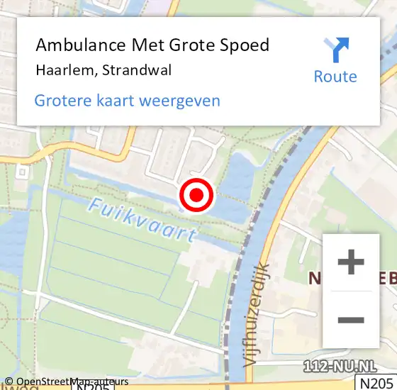 Locatie op kaart van de 112 melding: Ambulance Met Grote Spoed Naar Haarlem, Strandwal op 13 januari 2018 04:16