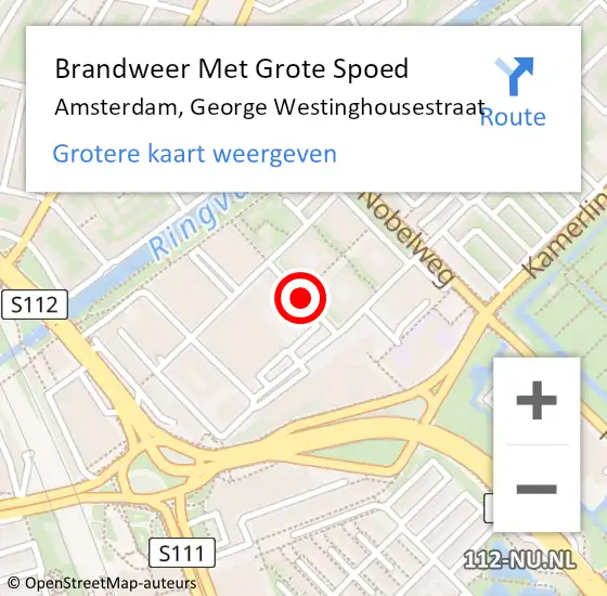 Locatie op kaart van de 112 melding: Brandweer Met Grote Spoed Naar Amsterdam, George Westinghousestraat op 13 januari 2018 05:07