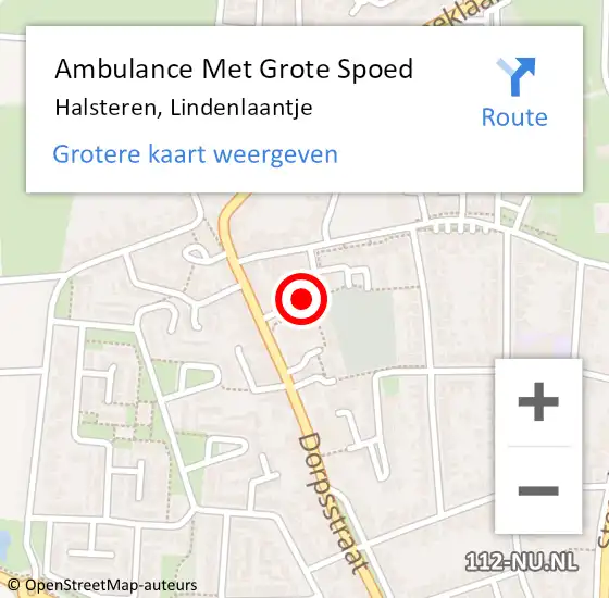 Locatie op kaart van de 112 melding: Ambulance Met Grote Spoed Naar Halsteren, Lindenlaantje op 13 januari 2018 05:52