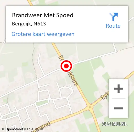 Locatie op kaart van de 112 melding: Brandweer Met Spoed Naar Bergeijk, N613 op 13 januari 2018 06:02
