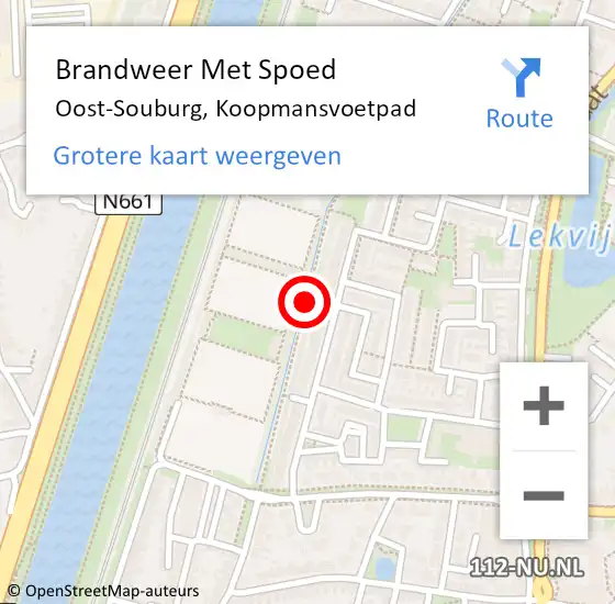 Locatie op kaart van de 112 melding: Brandweer Met Spoed Naar Oost-Souburg, Koopmansvoetpad op 13 januari 2018 07:59