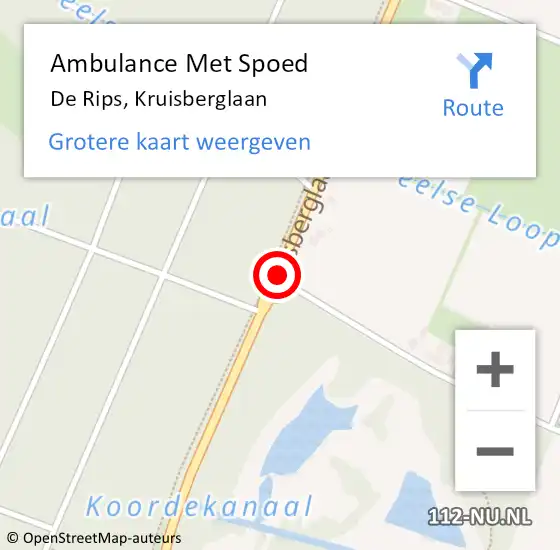 Locatie op kaart van de 112 melding: Ambulance Met Spoed Naar De Rips, Kruisberglaan op 13 januari 2018 10:06