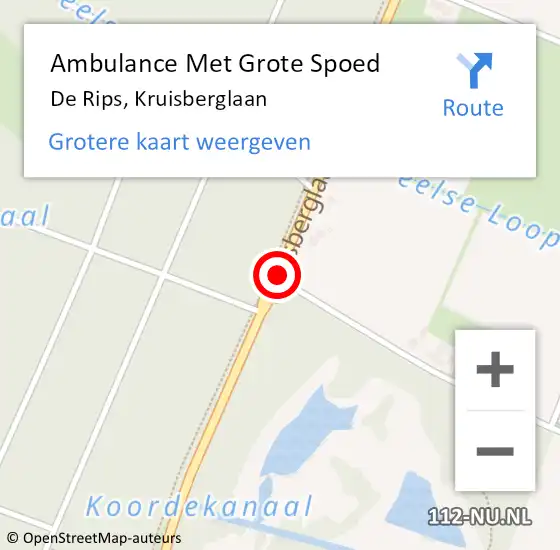 Locatie op kaart van de 112 melding: Ambulance Met Grote Spoed Naar De Rips, Kruisberglaan op 13 januari 2018 10:09